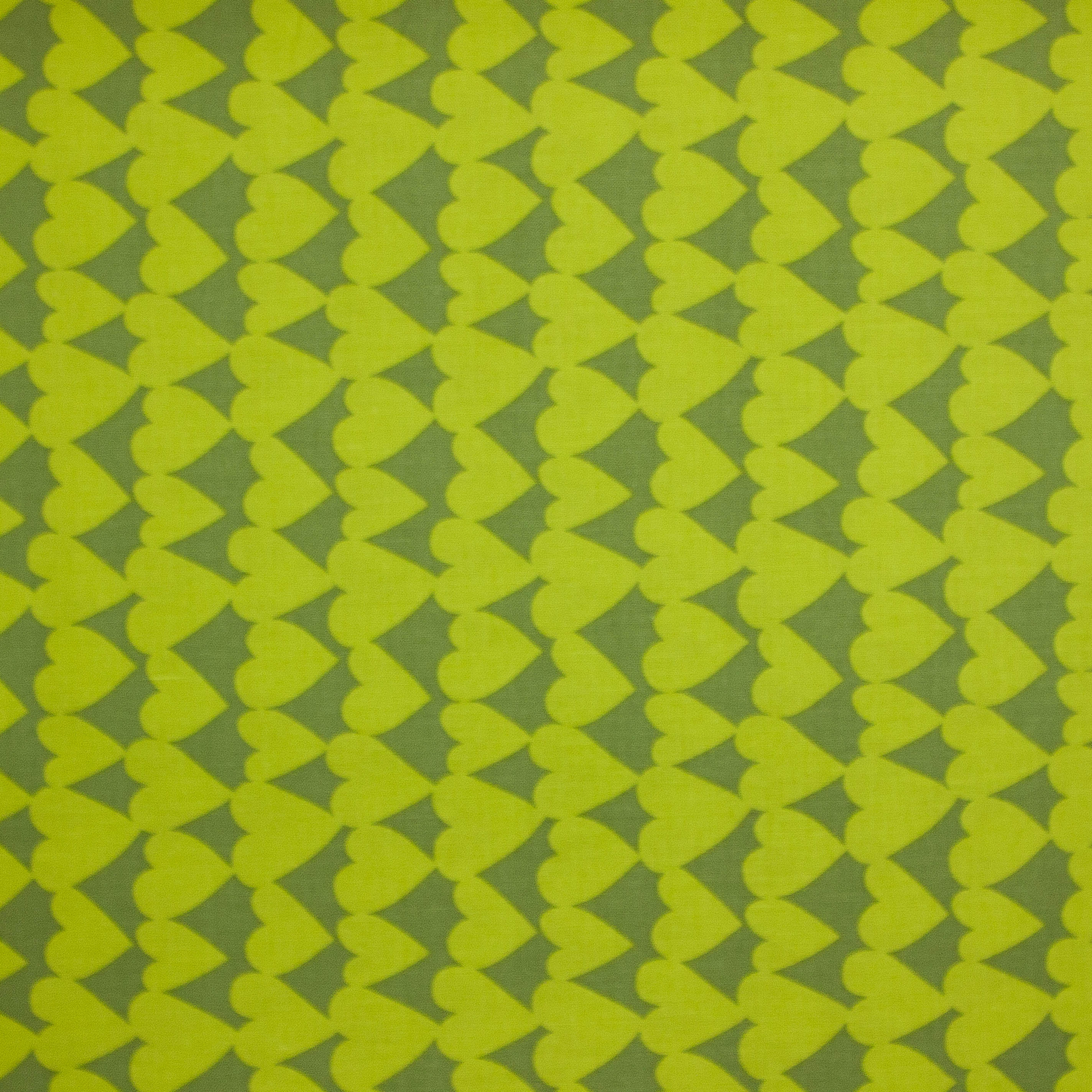 Katoen groen met groene hartjes